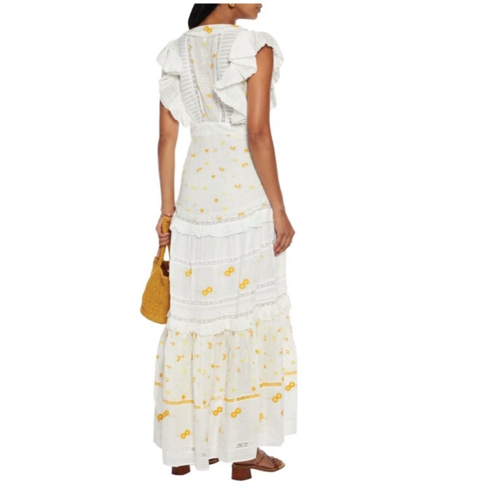 NWT LoveShackFancy Cortland Maxi Dress Antique White Size 4 Floral Lace - Picture 7 of 15